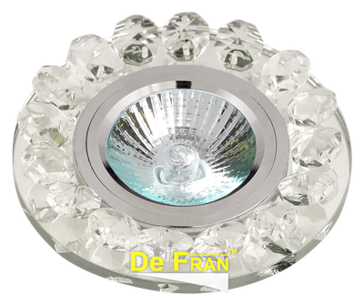 купить Светильники галогенные, точечные со стеклом FT 850 с, Светильник " De Fran " "Стекло с камнями" неповоротный, хром зеркальный прозрачный