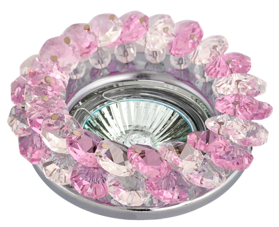купить Светильники галогенные, точечные со стеклом FT 860 CHpk, Светильник " De Fran " "Стекло с камнями" неповоротный, хром + розовый