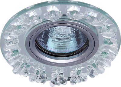 купить Светильники светодиодные декоративные FT 941 CL, Светильник " De Fran " под светодиодную лампу и с торцевой светодиодной подсветкой 12SMD 1,5Вт, хром зеркальный прозрачный + кристаллы 3000К
