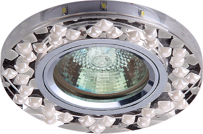 купить Светильники светодиодные декоративные FT 932, Светильник " De Fran " под светодиодную лампу и с торцевой светодиодной подсветкой 12SMD 1,5Вт, хром зеркальный + кристаллы матовые 3000К