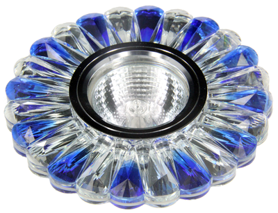 купить Светильники светодиодные декоративные FT 991 CHWBL, Светильник " De Fran " под светодиодную лампу и с торцевой светодиодной подсветкой 15SMD 3Вт, хром + зеркальный прозрачный + синий 4000К