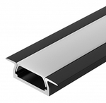 купить Алюминиевый профиль для Ленты K251-3AMBK, Профиль встраиваемый  д/LED лент 3528/5050 (лента <=10мм) +PC матовый+заглушки, черный