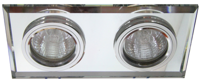 купить Светильники галогенные, точечные со стеклом FT 848x2 MS, Светильник " De Fran " "Прямоугольник" неповоротный, зеркальный серебро